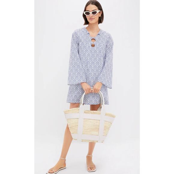 Tuckernuck Hyacinth House Blue Quatrefoil Blake Mini Dress NWT Sz. S - Picture 1 of 7